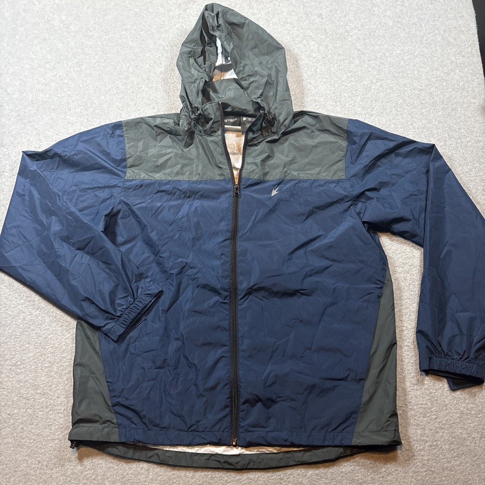 Frog Toggs Men's Zip Up Rain Jacket Blue Green Sz M/L Outerwear Hiking Fishing